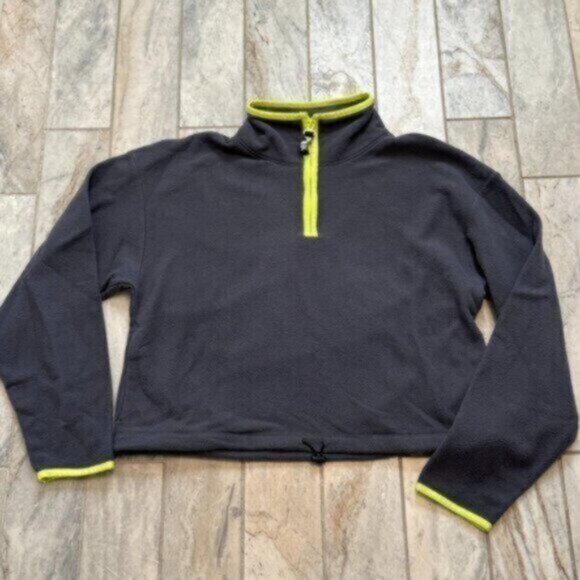 NEW Pink by Victoria's Secret women's S gray cropped fleece 1/4 zip pullover - Picture 1 of 5
